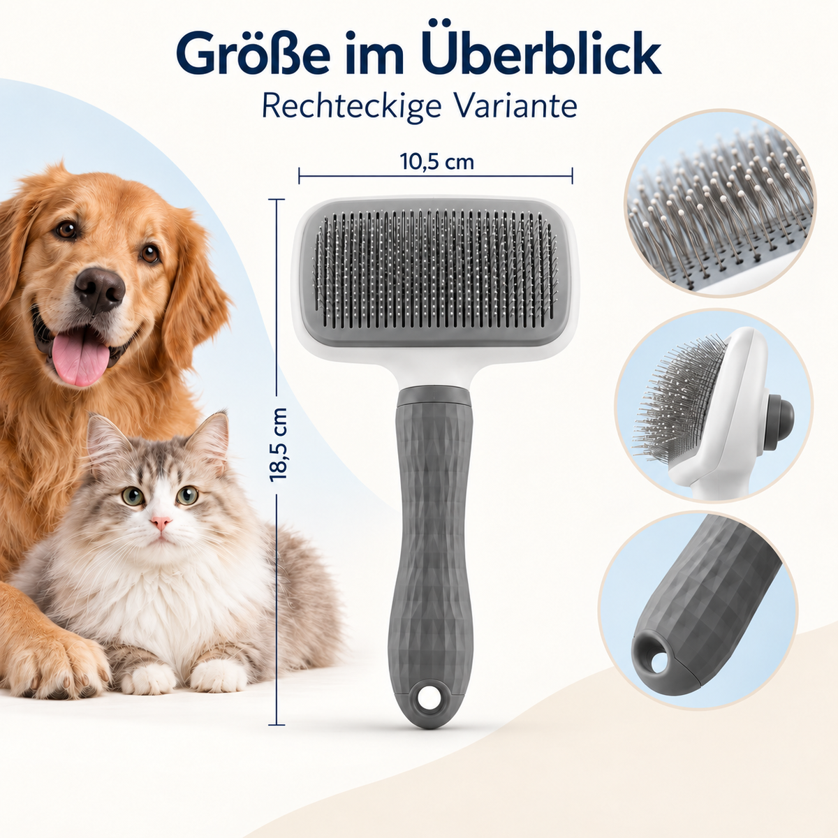 ALOWI TOLINO - Selbstreinigende Fellbürste für Hunde & Katzen